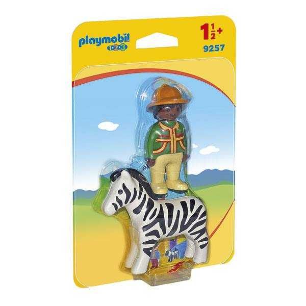 NOVO - PLAYMOBIL 1.2.3 - Homem com Zebra - 9257