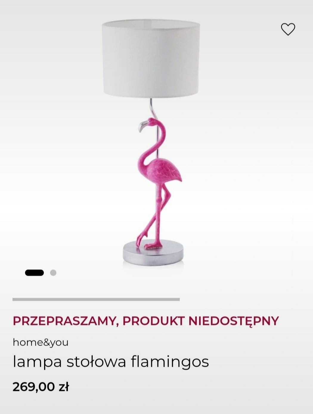 Lampa nocna w kształcie flaminga