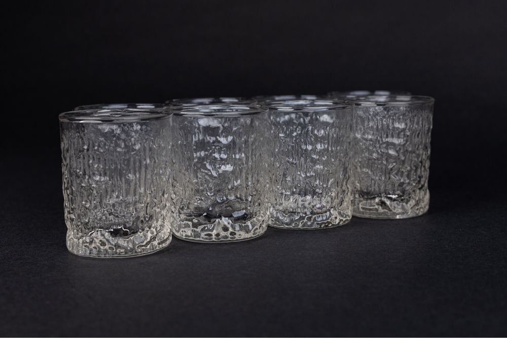Ravenhead Siesta Bark Glass szklanki kieliszki lata 70-te retro Anglia