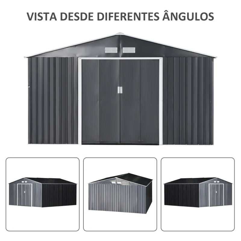 Abrigo de jardim aço galvanizado — 340x382x200 cm