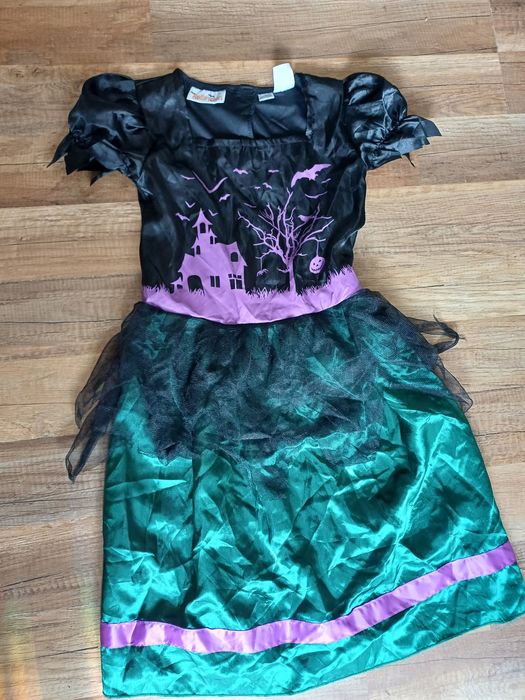 Czarownica 128 134 przebranie na bal 8 9 czarna sukienka halloween
