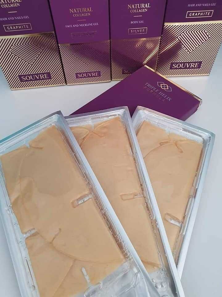 Maski ze złotem Souvre złote maski złoto koloidalne 3 szt lifting glow