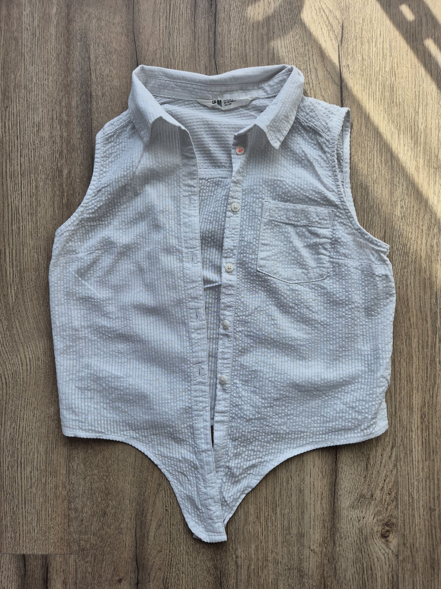 Bluzka koszulowa biała  H&M 152 cm, 
Wiązana z przodu