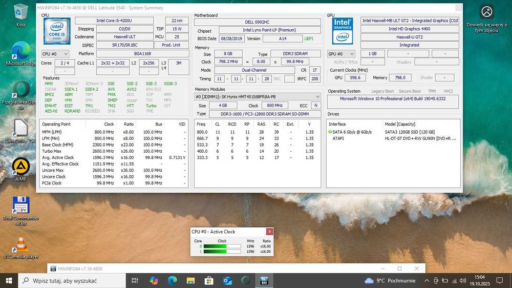 TANIO Dell 3540 IntelCore i5-4Th/8gbDDR/SSD/BateriaOK