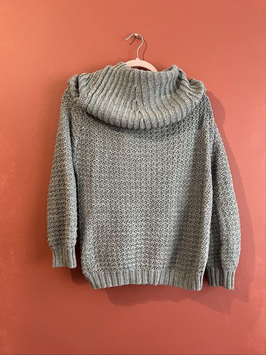sweter golf kołnierz szary myszka pleciona Pull&Bear M