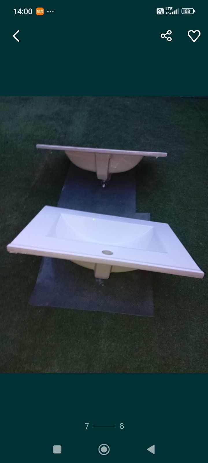 umywalka ceramiczna 60 x 46 naszafkowa wpuszczana w blat