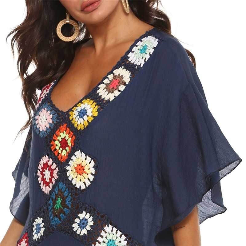 Pareo Tunika Plażowa Damska Ażurowa Koronkowa Sukienka Boho UNI