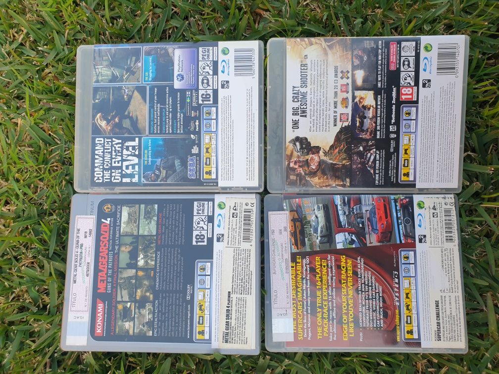 Jogos PS3  - supercar.  Rage. Stormrise. Metal gear solid 4