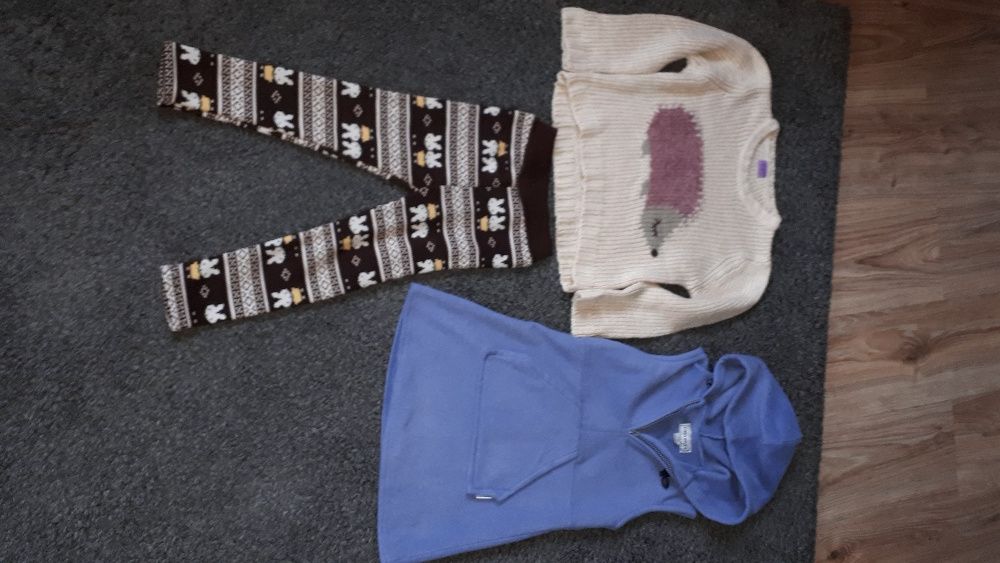 Sweterek dziewczęcy i sukienka 116cm