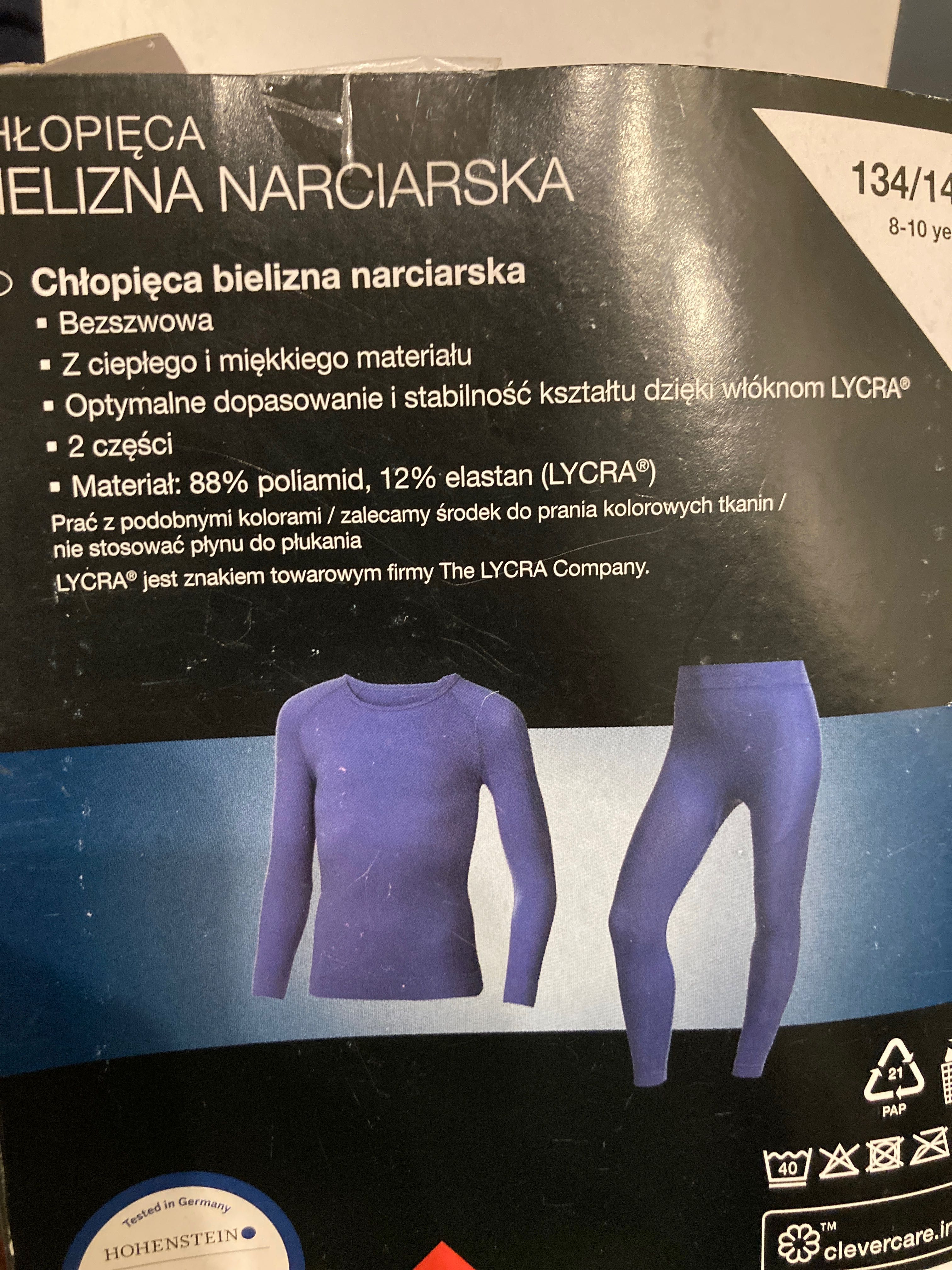 Nowa bezszwowa bielizna narciarska termika sanki snieg 134/140