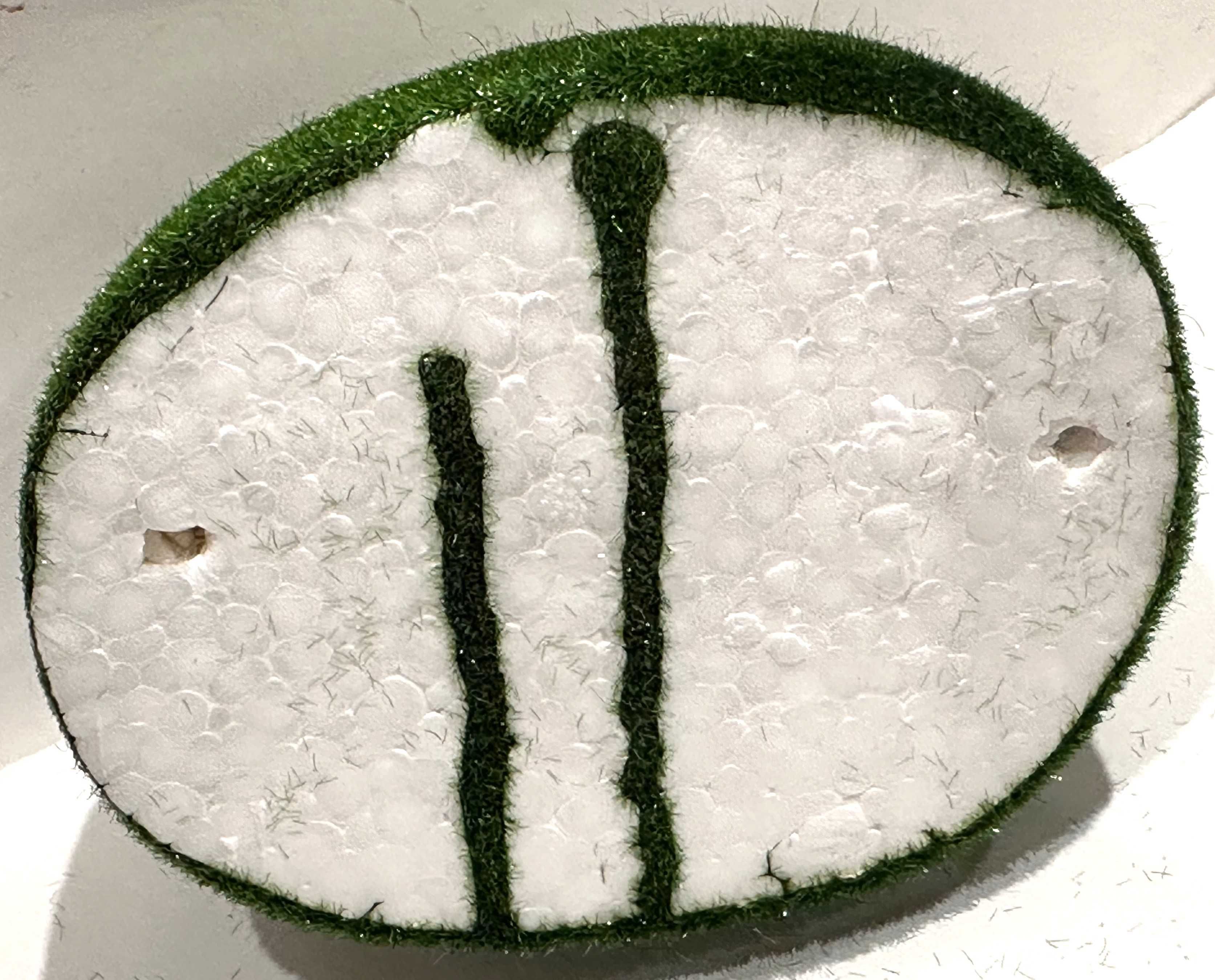 Półkula flokowana zielona " kamień" styropianowa 1szt