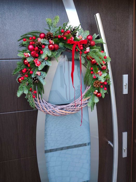 Wieniec na drzwi, ścianę 45 cm, wianek świąteczny, Boże Narodzenie