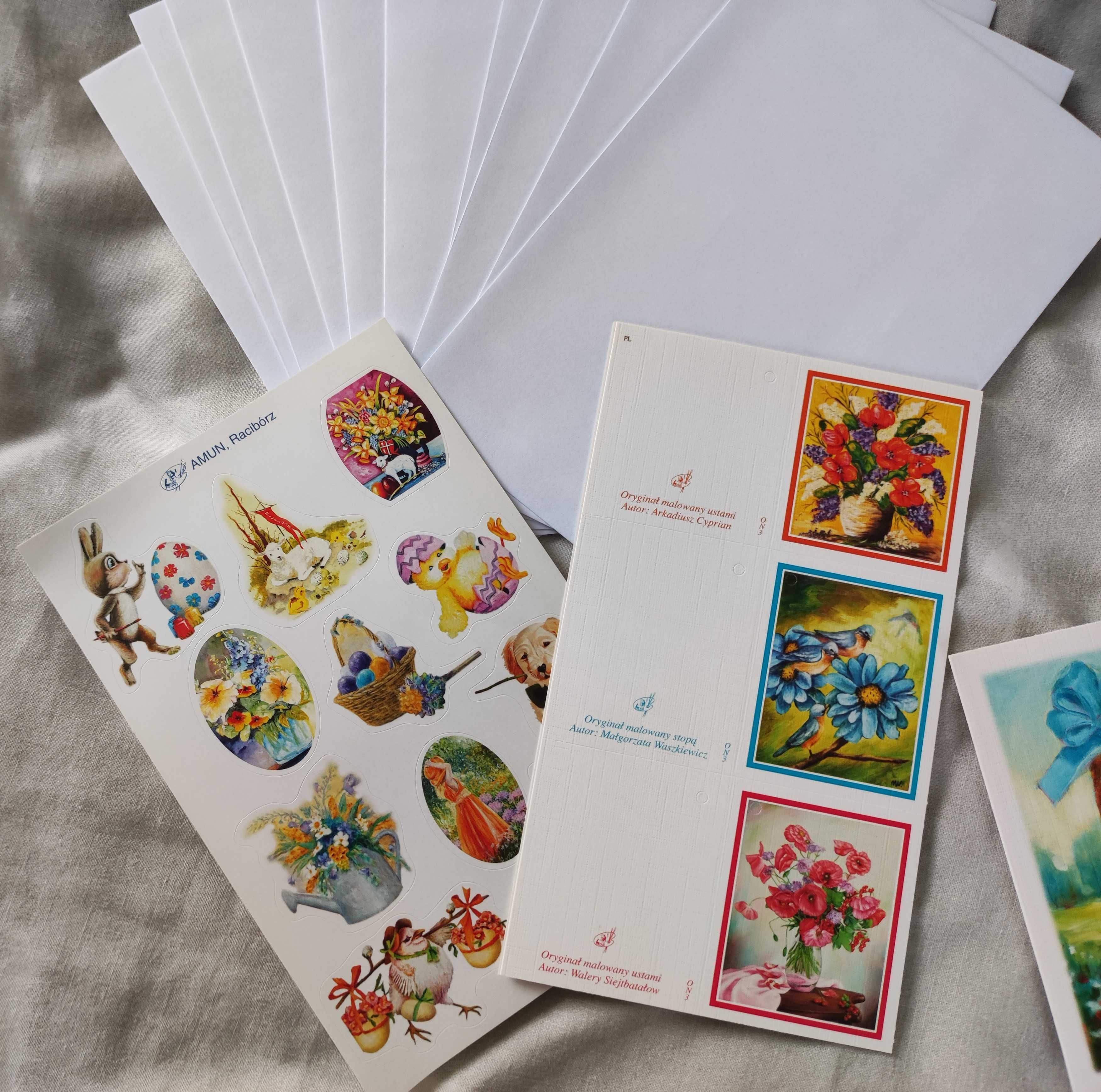 Kartki Święta Wielkanocne +koperty+ naklejki