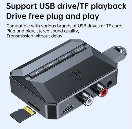 Т59 Bluetooth 5.3 Receiver NFC 3.5mm AUX RCA R/L USB U-Disk/TF Card