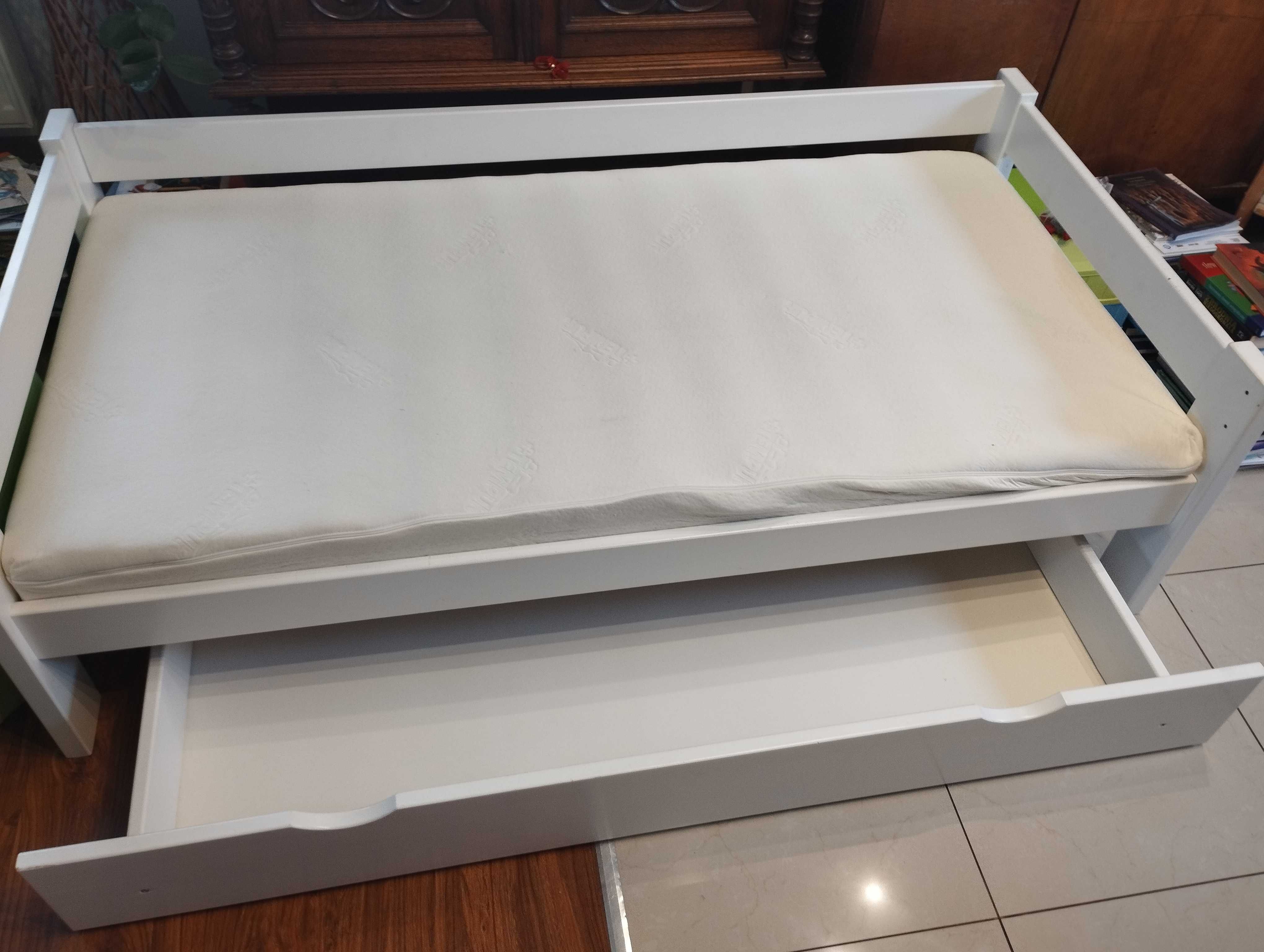 Stelaż łóżko dziecięce białe z szufladą 167x88