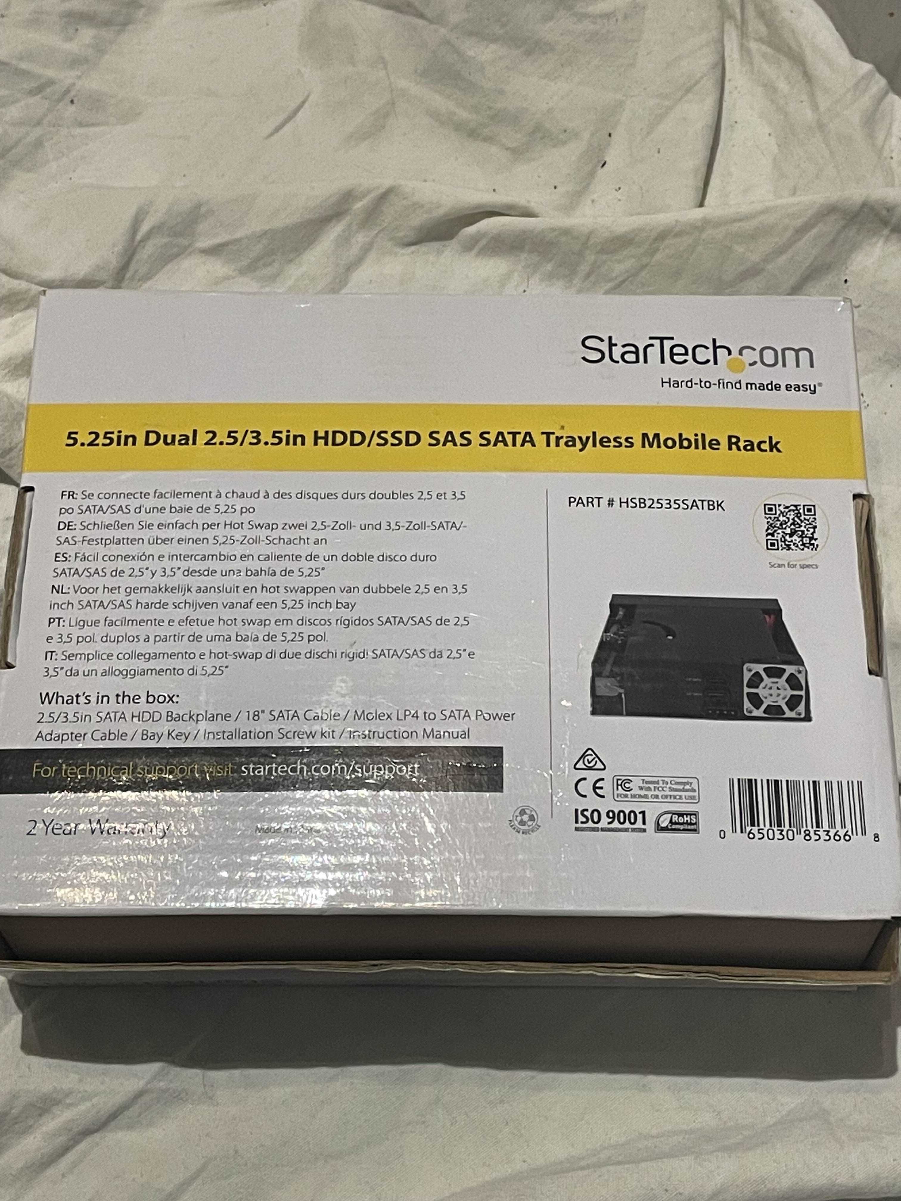 Startech kieszeń 2x bay trayless mobile rack (hsb2535satbk)