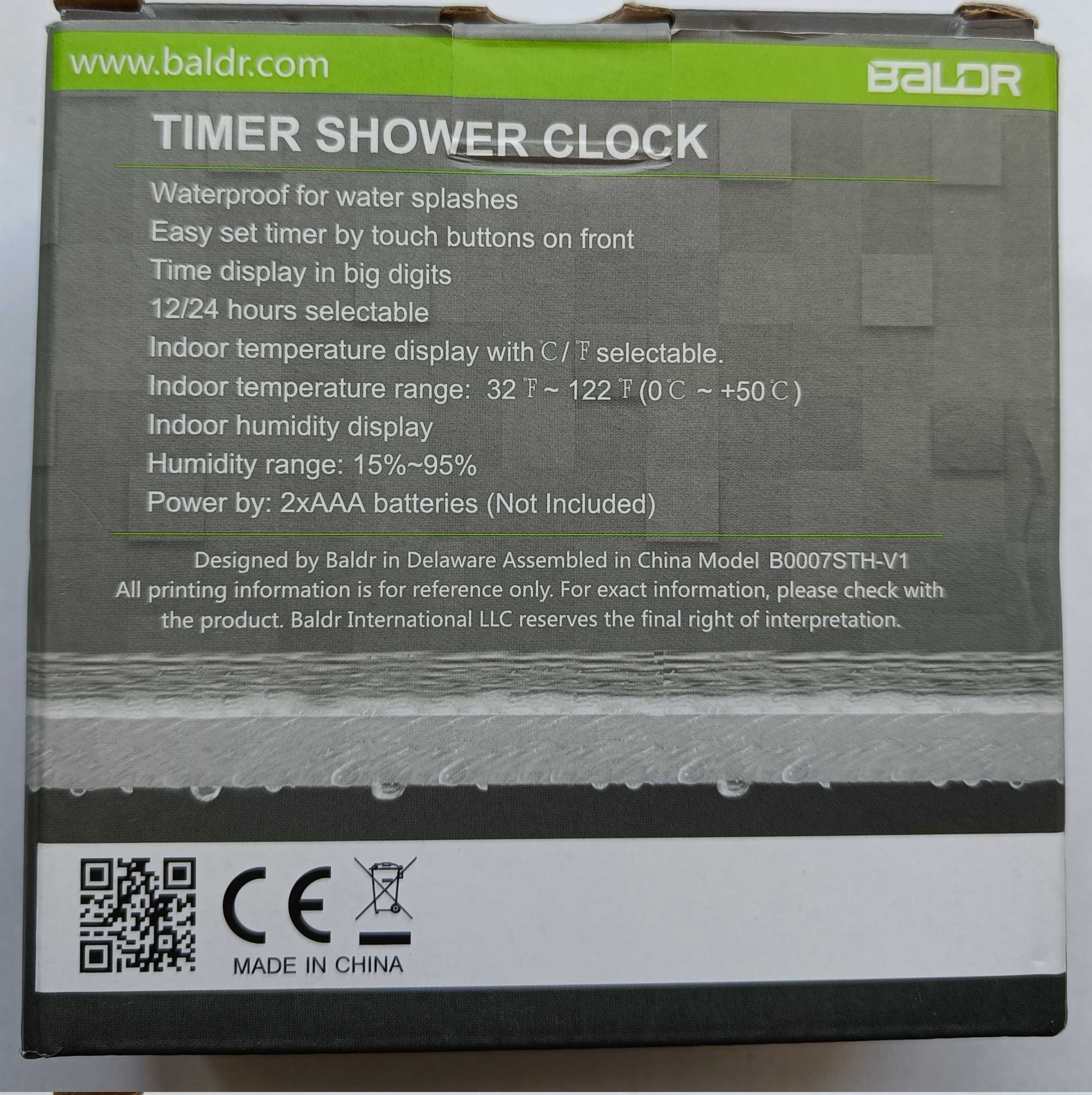 VORRINC Zegar łazienkowy LCD, wilgotność powietrza, temperatura, timer