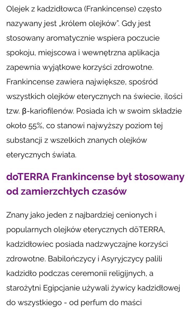 Doterra olejek z kadzidłowca Frankincense