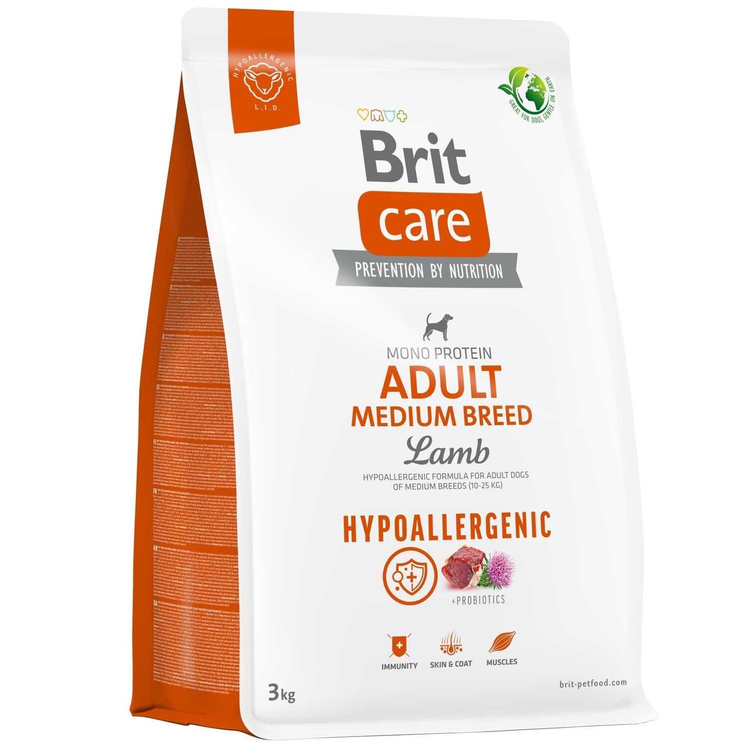 Корм для собак Brit Care Hypoallergenic Adult Medium Breed, ягня