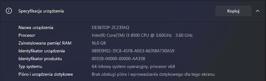 Zestaw Komputer stacjonarny i3-8100 MSI Geforce GTX 1060