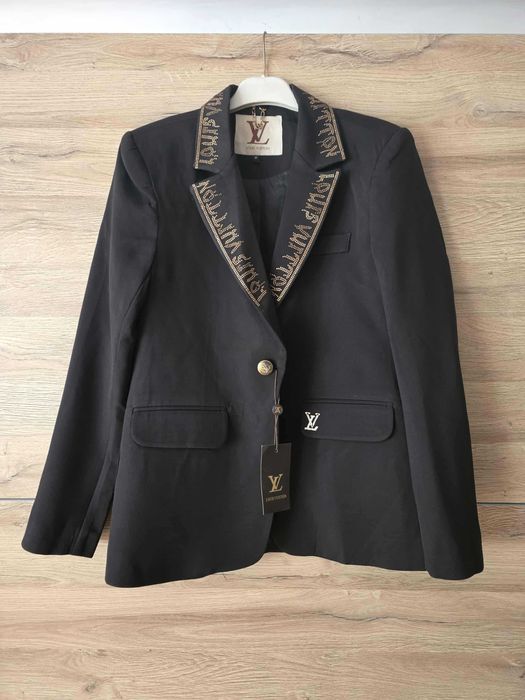 Marynarka damska Louis Vuitton kolorze czarnym z cyrkoniami złotymi