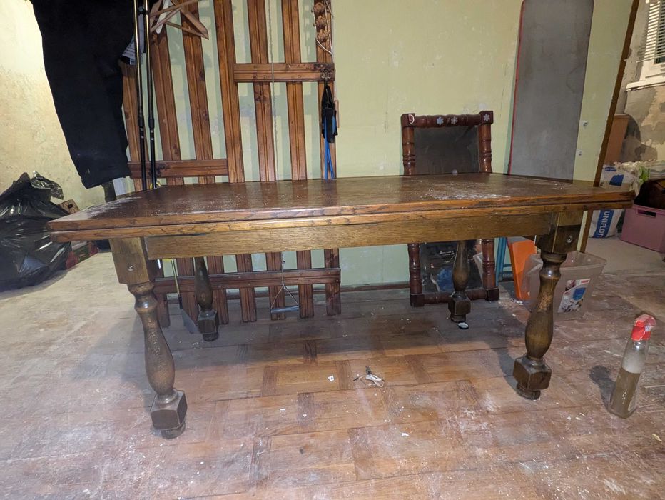 ława (stół) z okresu PRL rozkładana do wysokości stołu