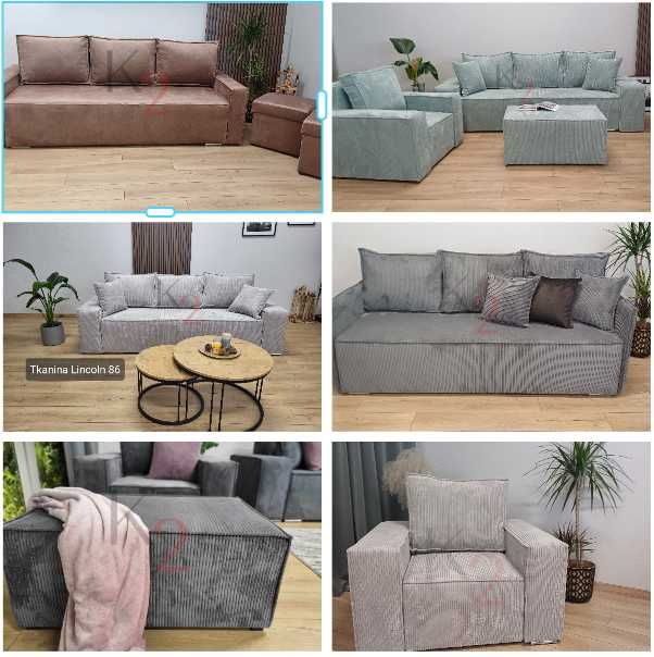 Narożnik Fabio Sofa  Kanapa Łóżko z Funkcją  spania Pojemnik +Gratis