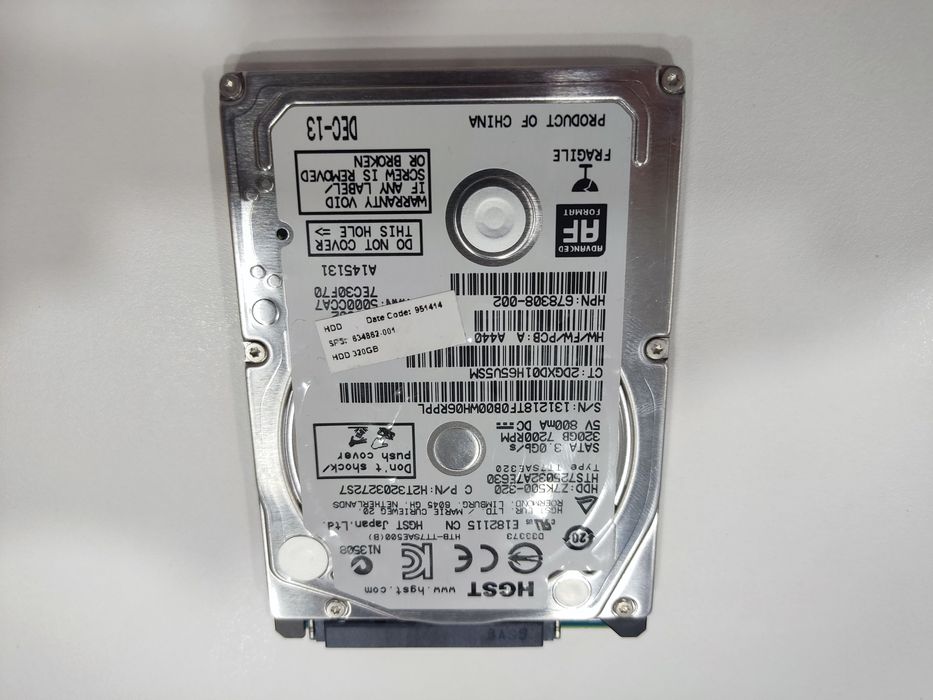 Disco rígido 320Gb 2.5 mecânico SATA