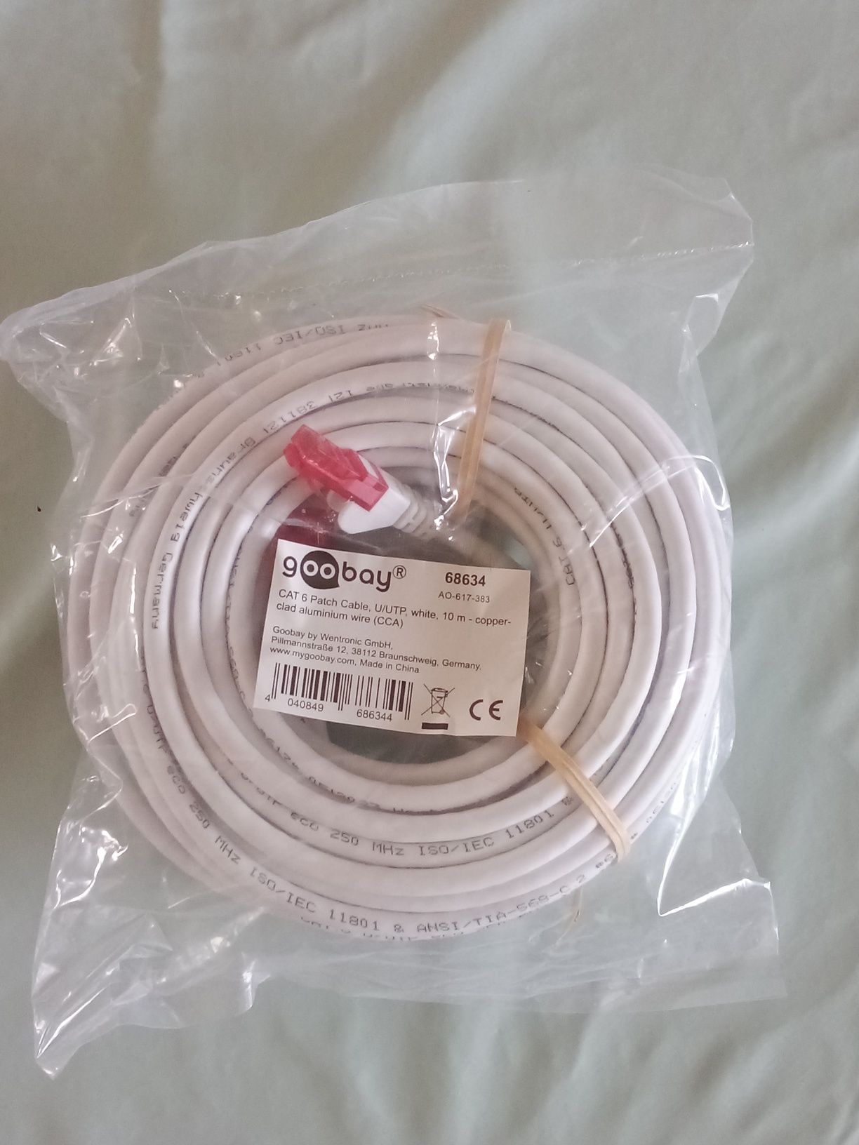 Cabo de rede Cat6 Branco 10Metros novo