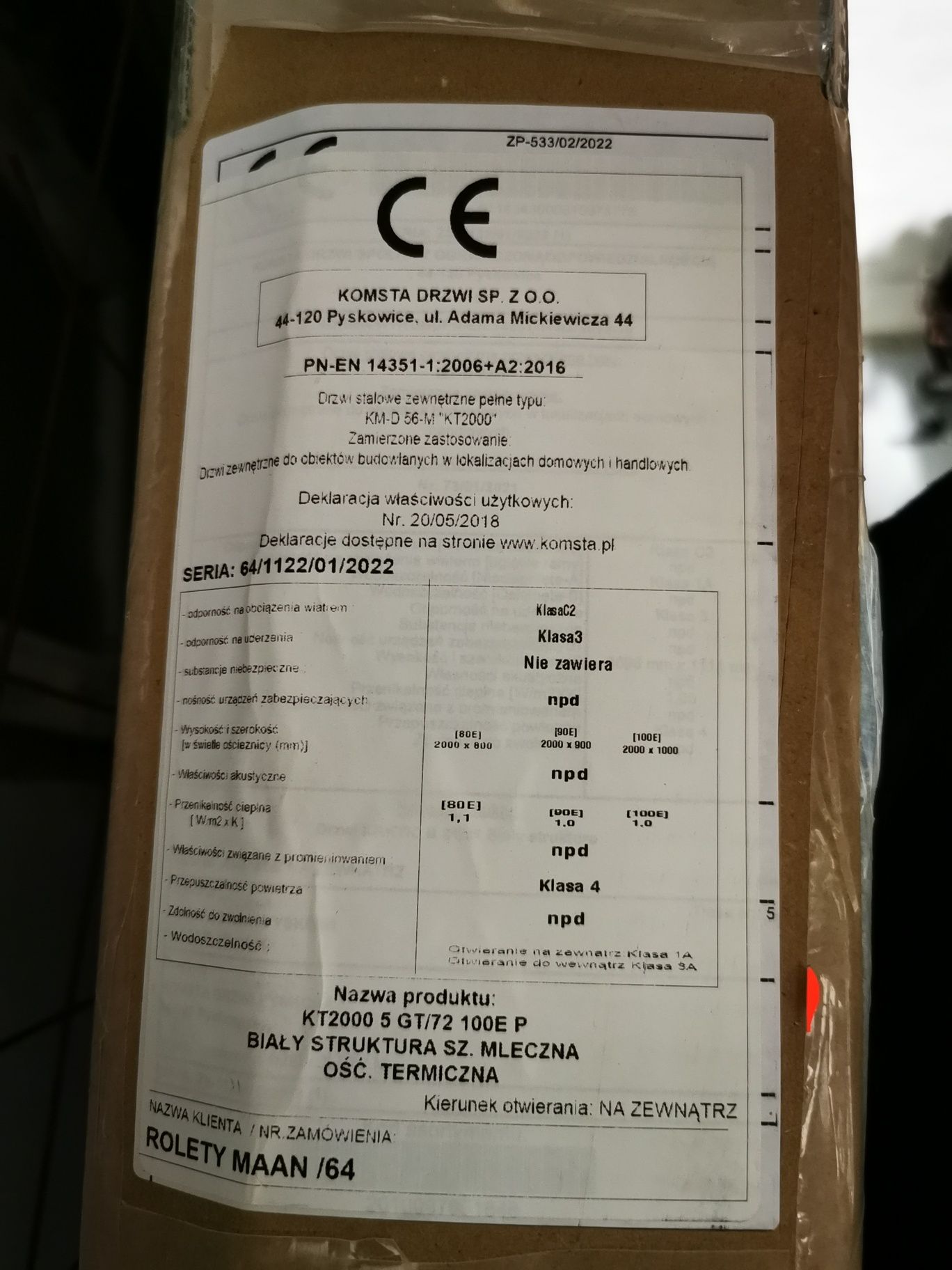 Drzwi zewnętrzne prawe KOMSTA NOWE