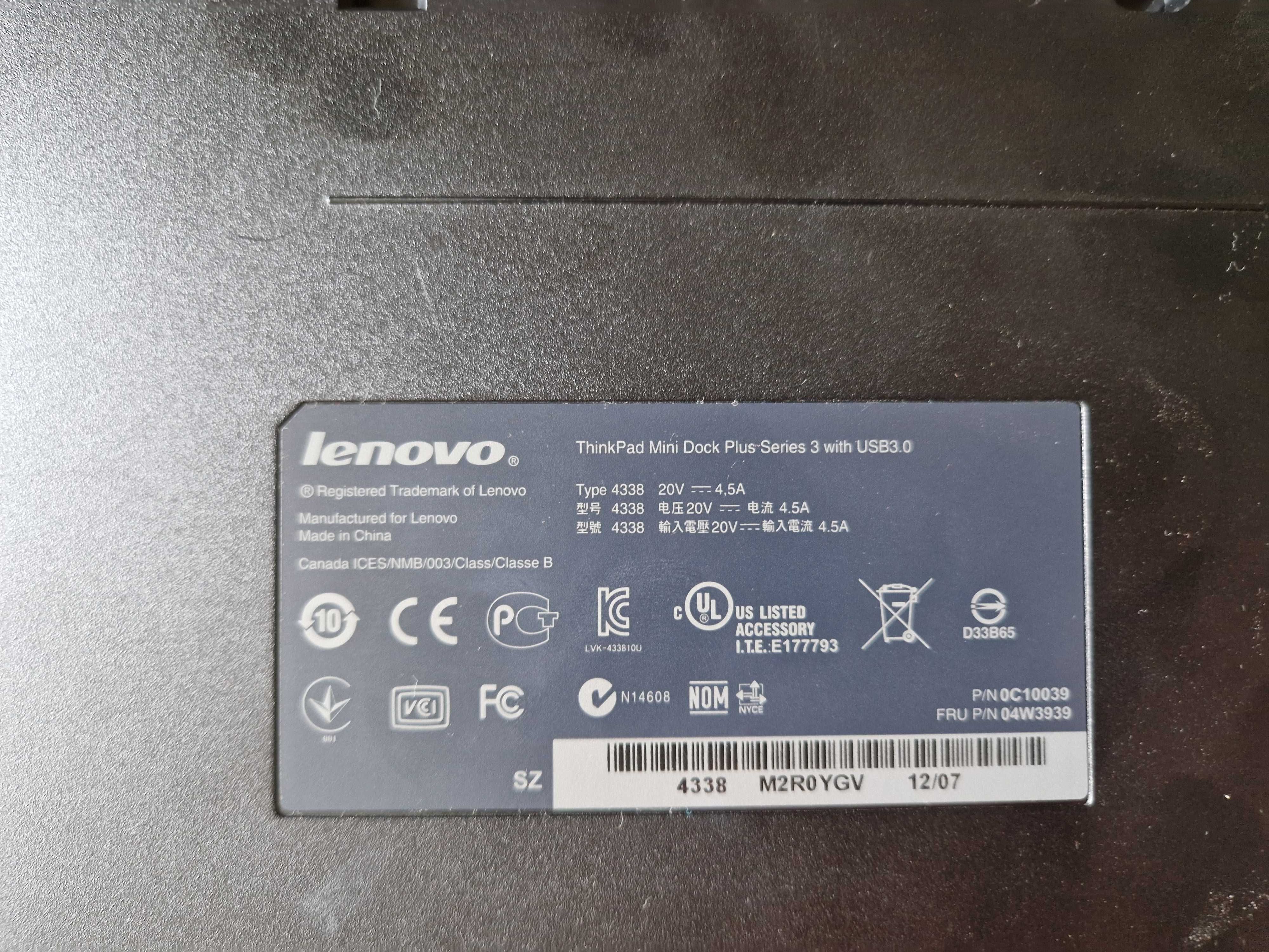 Stacja dokująca Lenovo Mini Dock Plus Series 3 z USB3.0