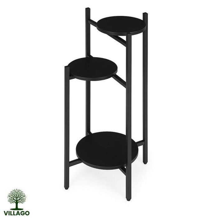 Kwietnik 2-poziomowy czarny – metalowy stojak na kwiaty Villago Home