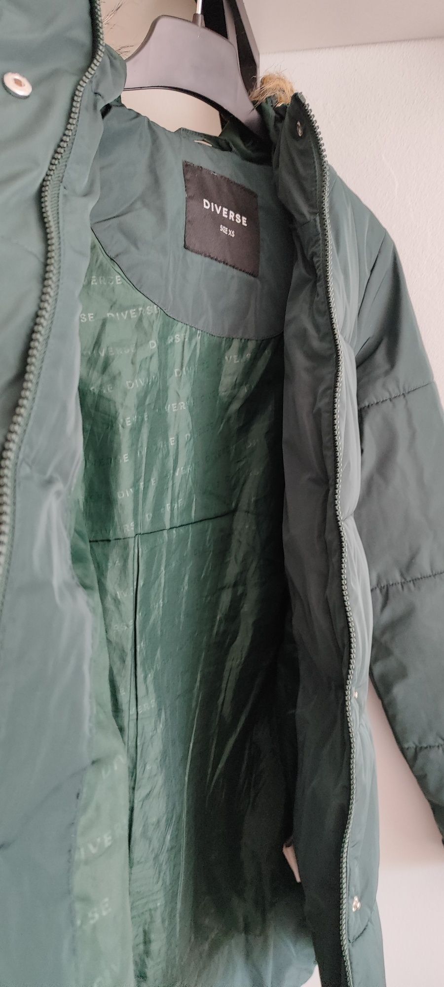 Kurtka zimowa damska Diverse XS S parka butelkowa zieleń