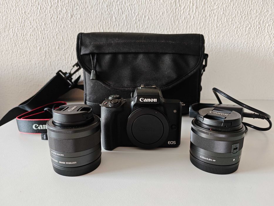 Canon EOS M50 + Lentes 15-45mm e 28mm MACRO
