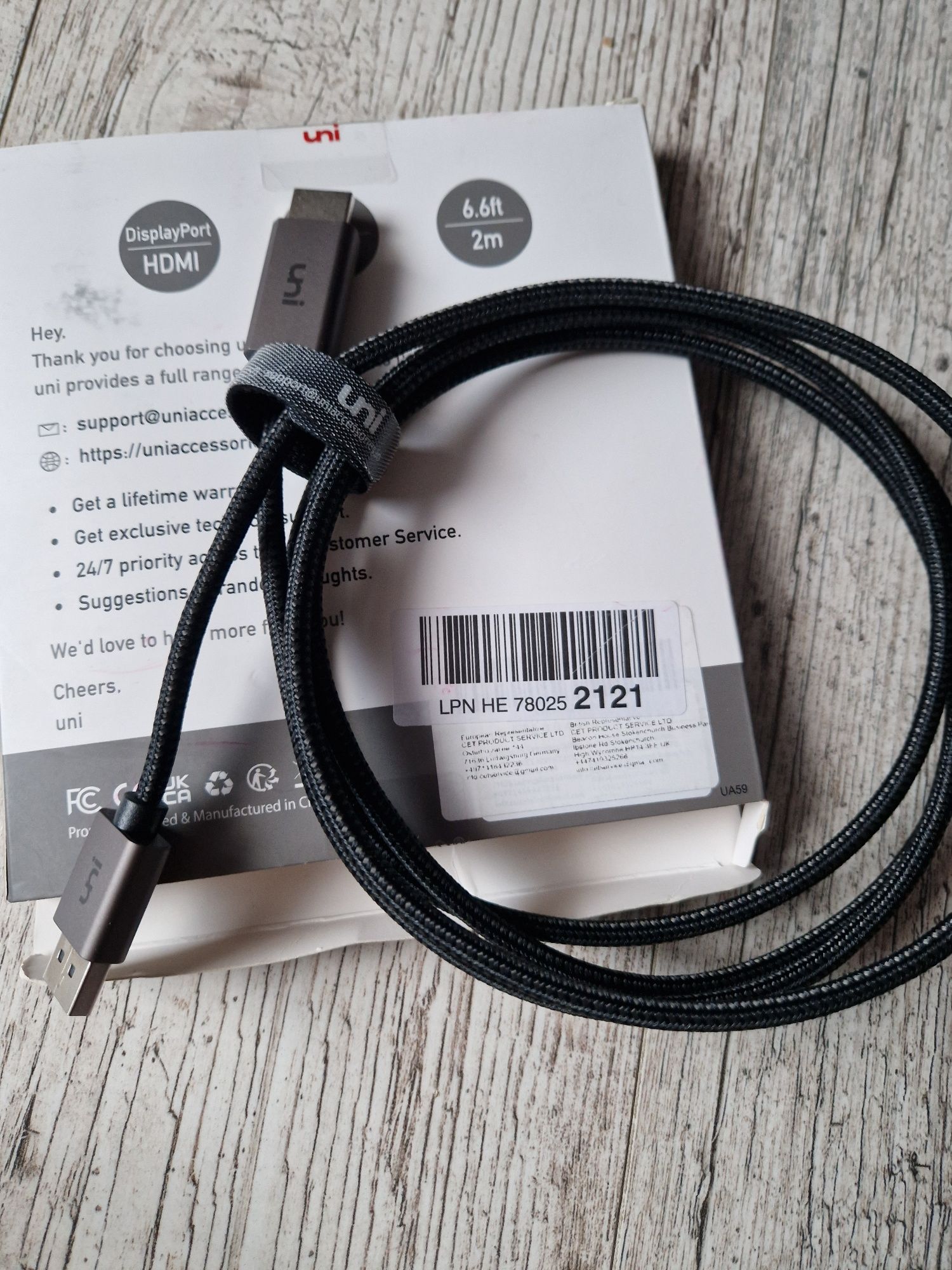 Kabel displayPort hdmi 2 m