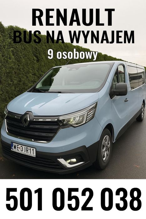 Wynajem busa 9-osobowego – Renault
Oferujemy komfortowego i nowoczesne