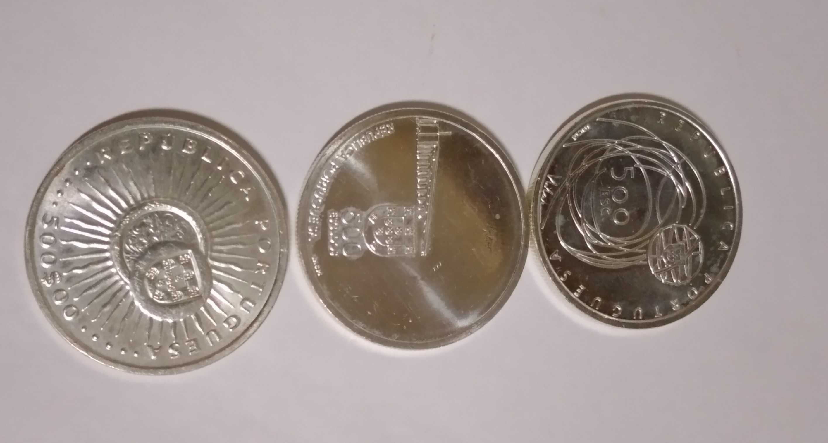 3 moedas prata de 500 escudos 1997, 1999 e 2000