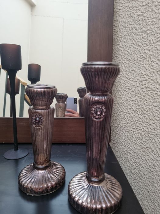 Castiçais   conjunto  castanho