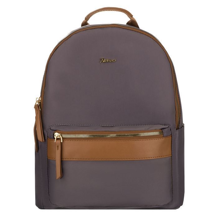 Szary, miejski plecak damski z poliestru zamykany suwakami - Peterson