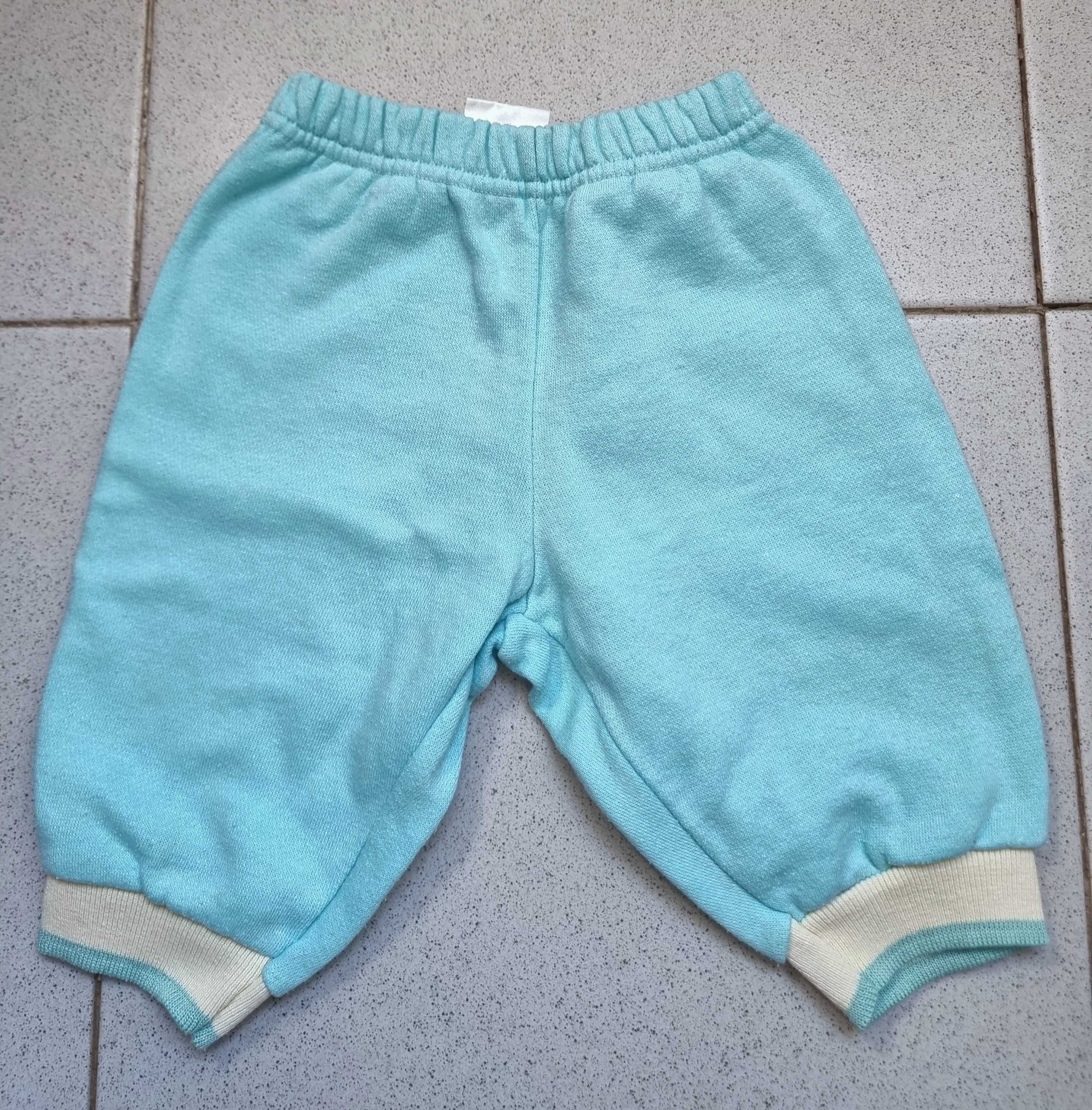 Calças azuis e brancas quentinhas, 3 meses