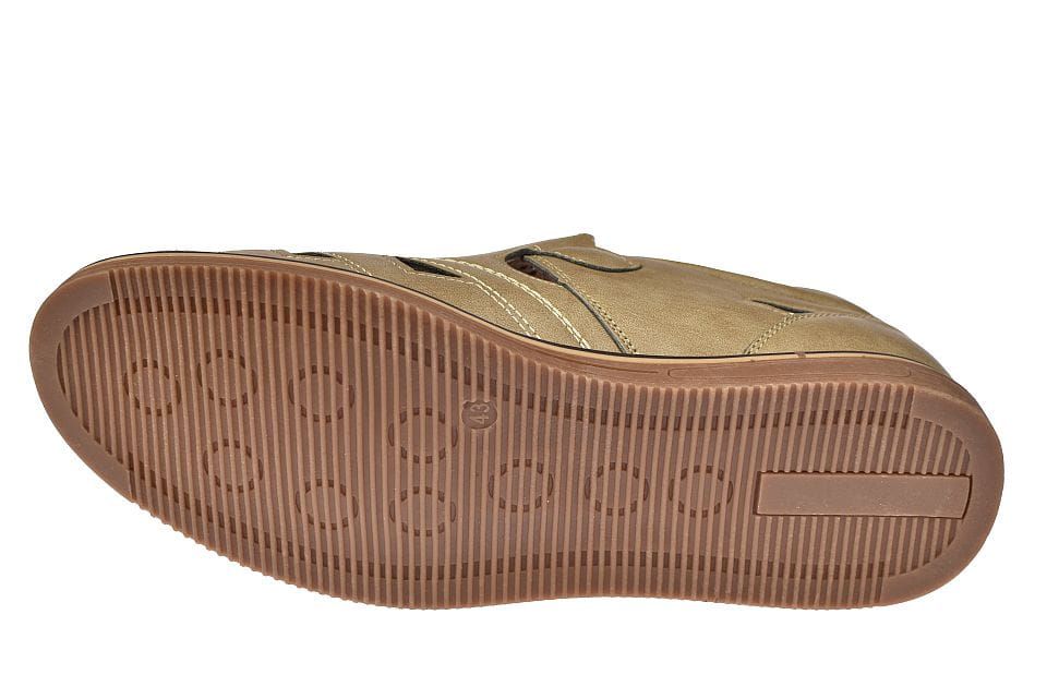 Półbuty ażurowe letnie męskie wycinane sandały rzepy 7010 be roz. 44