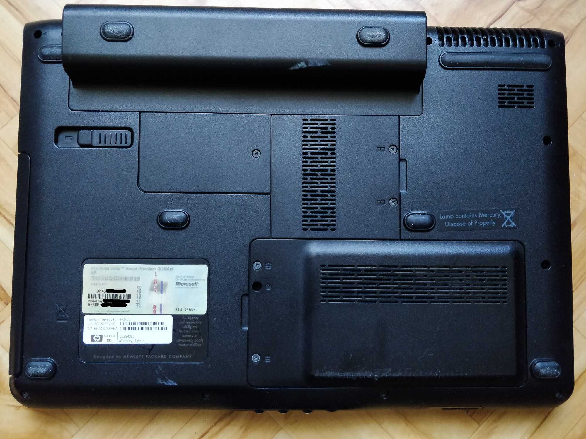 Laptop HP Pavilion dv2700 (działa, ALE*)