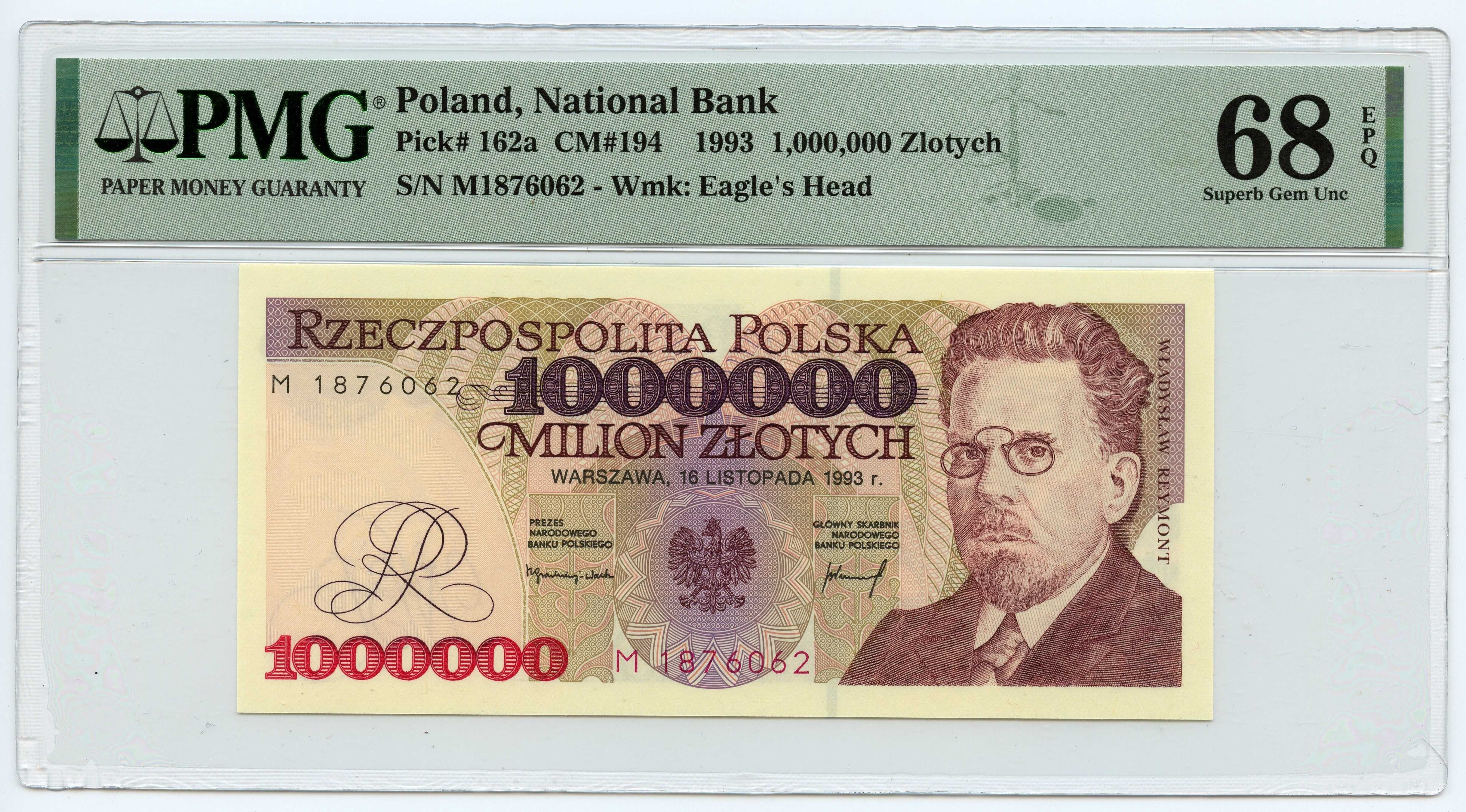 1.000.000 złotych 1993 - seria M - PMG 68 EPQ