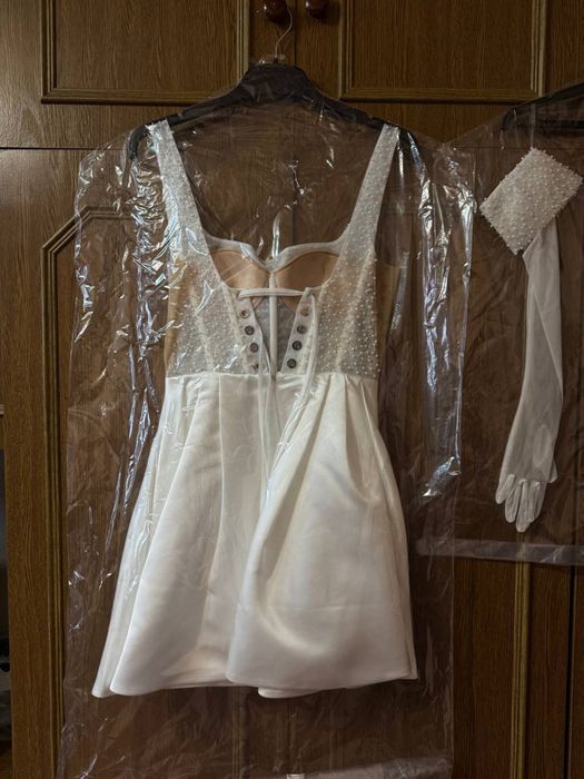 Сукня на розпис Весільна сукня Rosie Etienne Міні-сукня з атласу UK 6