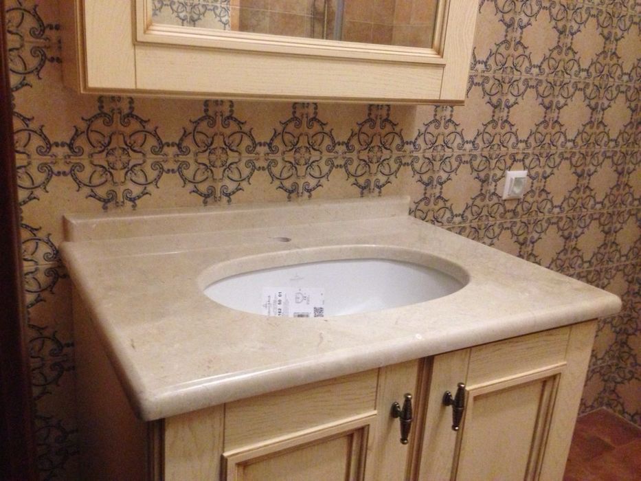 Столешница в ванную, столешница из мрамора, гранита, кварца, керамики,