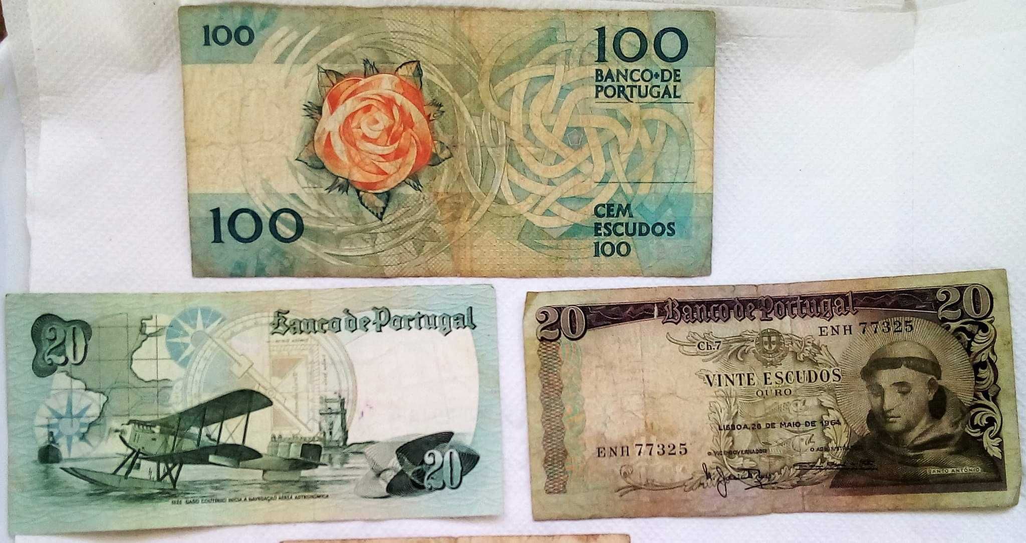 Notas de 100 e 20 escudos