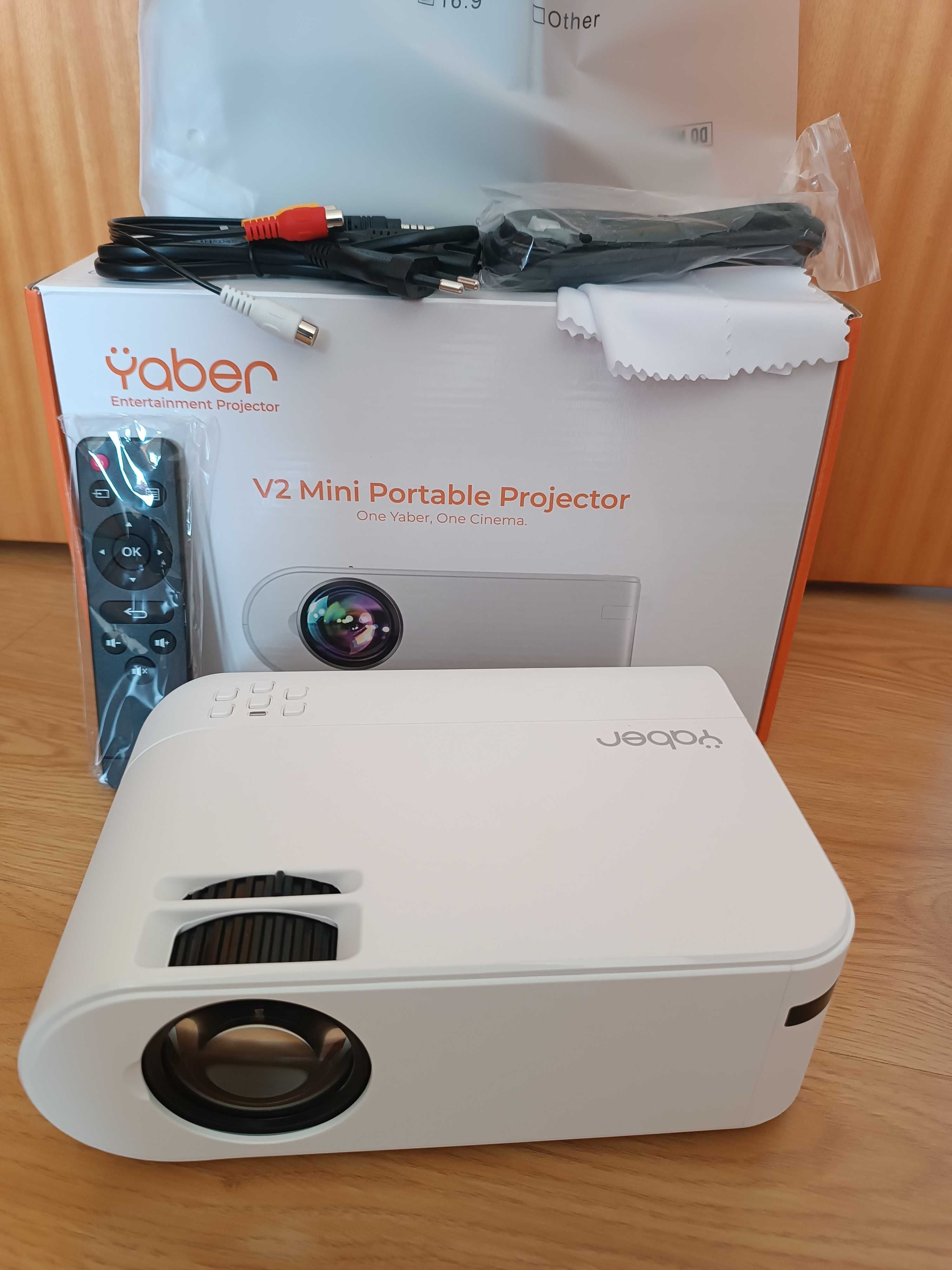 Projetor+Tela YABER / WiFi Mirroring / 7000 Lumens / HD 1080p (NOVO)