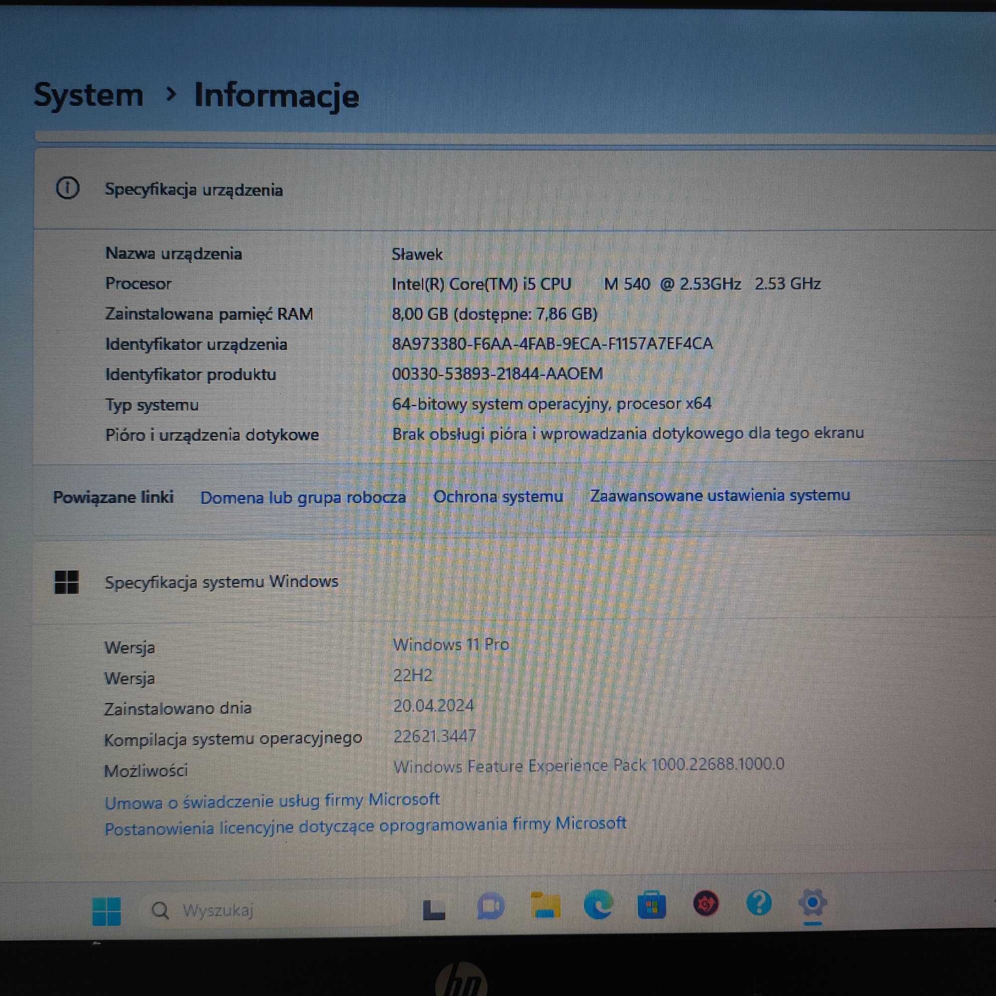 Laptop HP EliteBook 8540p I5 SSD 240GB