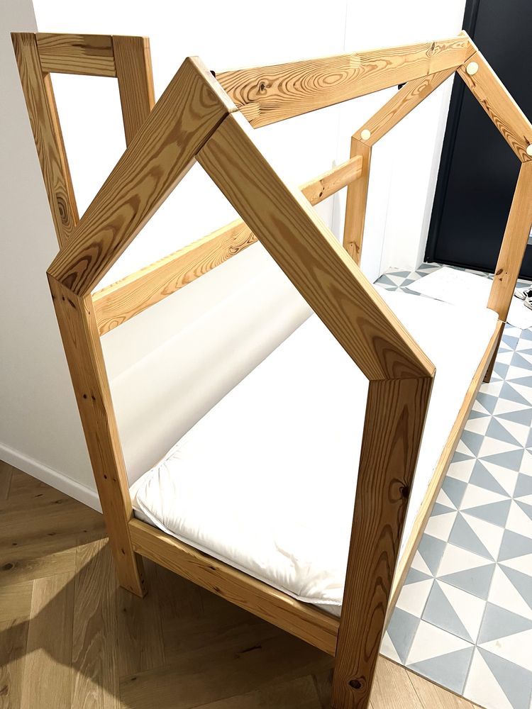 Łóżko dziecięce 160x70 oryginalne Pinio domek komplet materac szuflada