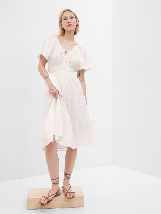 Sukienka boho biała letnia bawełniana Gap L